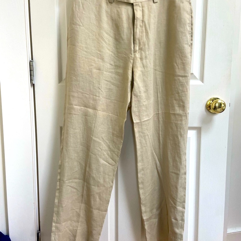 Calvin Klein Cream Linen Pants 36R